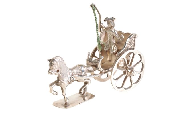 A DUTCH SILVER MINIATURE HORSE AND CART