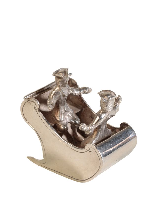 A DUTCH SILVER MINIATURE SLEIGH