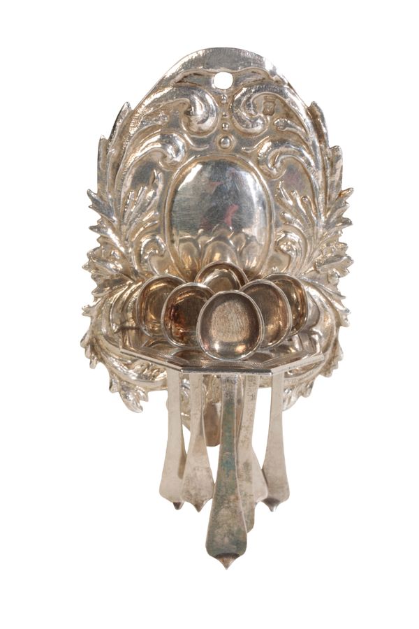 A DUTCH SILVER MINIATURE SPOON RACK