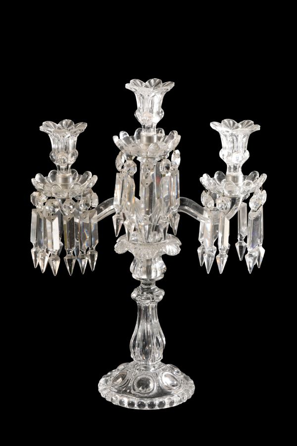 PAIR OF BACCARAT MOULDED GLASS CANDELABRA, 20TH CENTURY