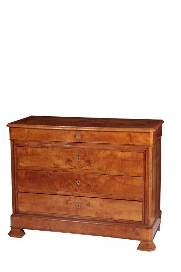 AN EMPIRE BURR ELM COMMODE,