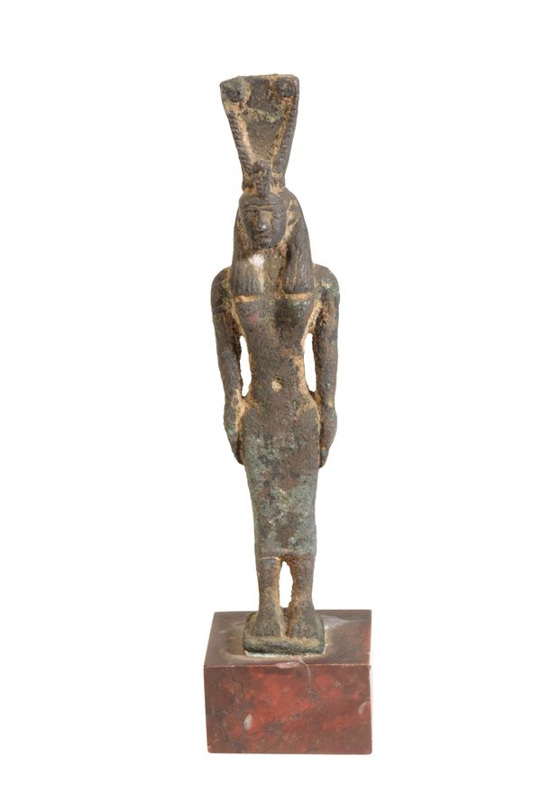 AN EGYPTIAN BRONZE FIGURE, PROBABLY ISIS,