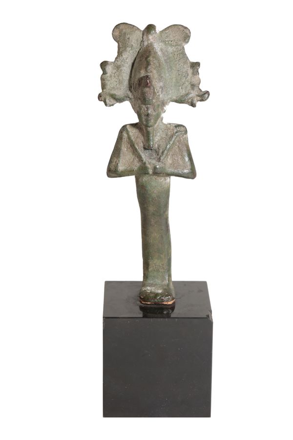 AN EGYPTIAN BRONZE MODEL OF OSIRIS,