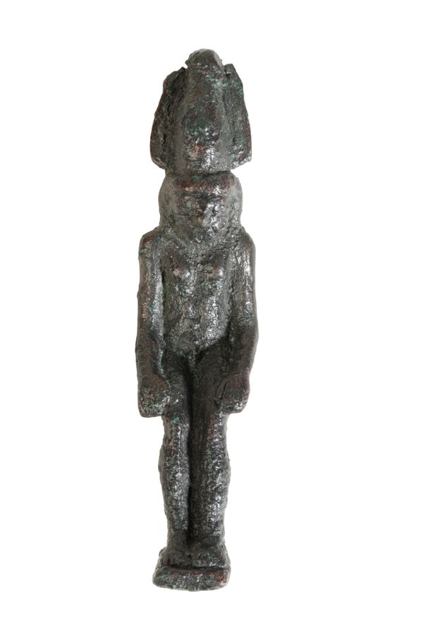 AN EGYPTIAN BRONZE AMULET CAST AS OSIRIS,