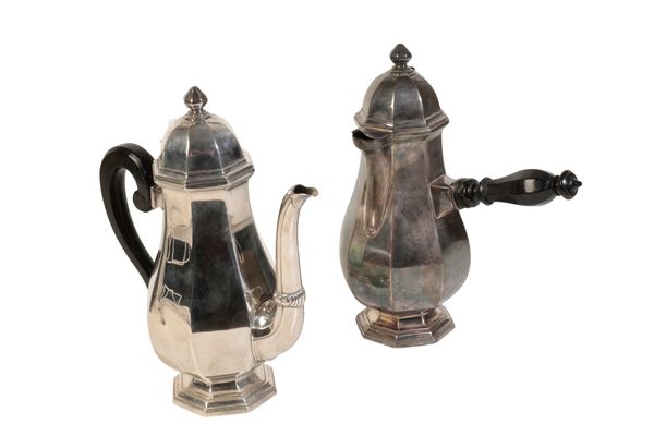 A CONTINENTAL SILVER COFFEE POT,