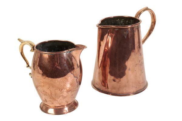 A REGENCY COPPER ALE JUG,