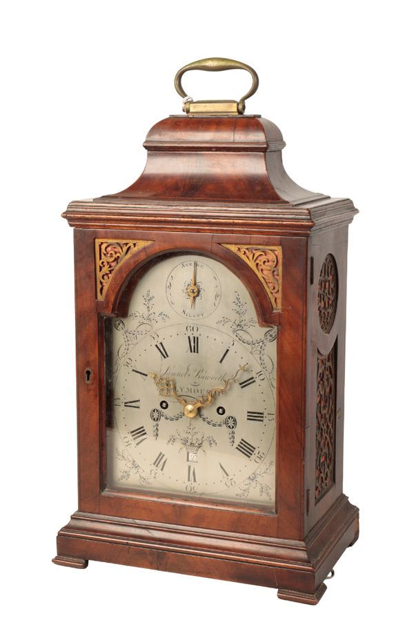 A GEORGE III MAHOGANY BRACKET CLOCK