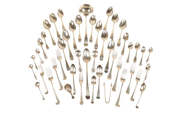 A COLLECTION OF GEORGE III AND LATER SILVER FLATWARE