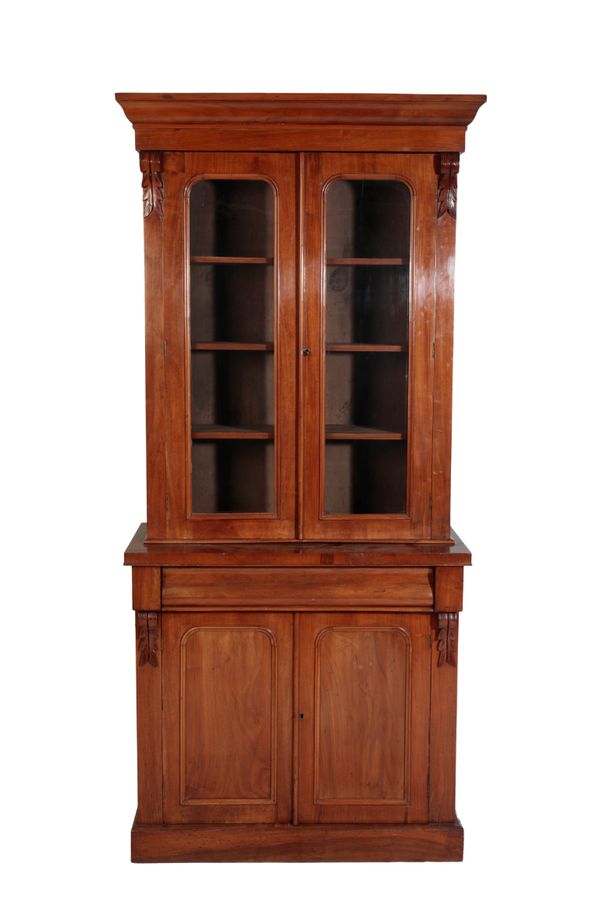 A VICTORIAN MAHOGANY AND GLAZED CABINET BOOKCASE