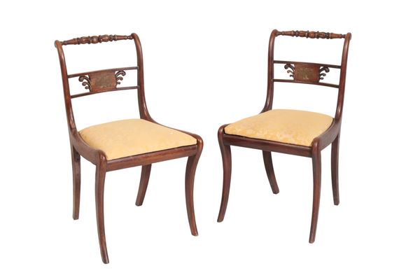 FIVE REGENCY SIMULATED ROSEWOOD DINING CHAIRS