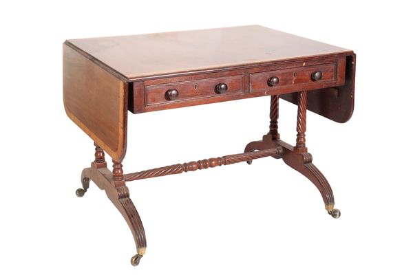 A GEORGE IV MAHOGANY AND CROSSBANDED SOFA TABLE,