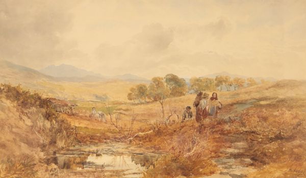 HENRY JAMES HOLDING (1833-1872) Pastoral scene with figures working