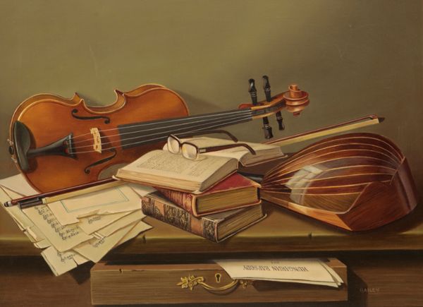 MANNER OF FREDERICK VICTOR BAILEY (1919-1997) A Trompe-l'oeil style still life