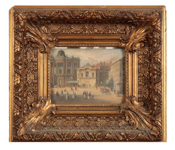 STREET SCENE, OIL ON PANEL, C. MID 19TH CENTURY