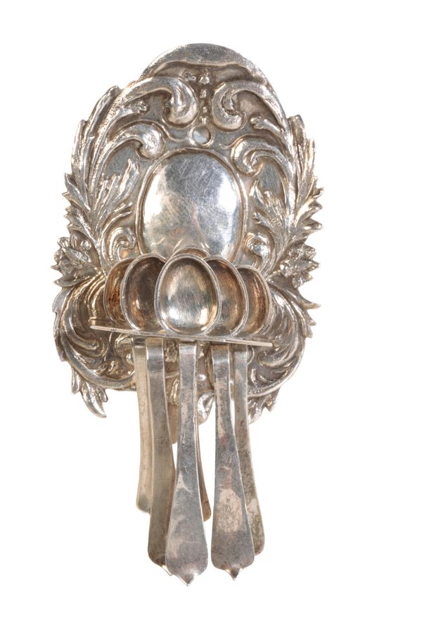 A DUTCH SILVER MINIATURE SPOON RACK