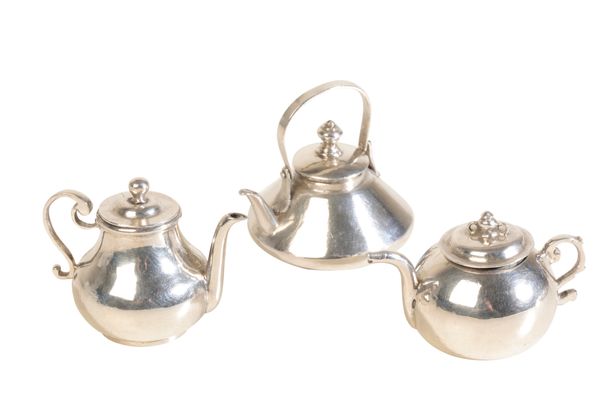 A DUTCH SILVER MINIATURE TEA POT