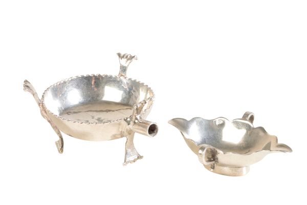 (now with line 2) A DUTCH SILVER MINIATURE DOUBLE ENDED SAUCE BOAT