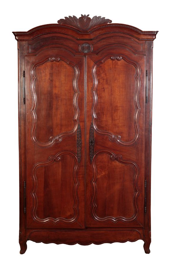 A LOUIS XV CHESTNUT ARMOIRE,