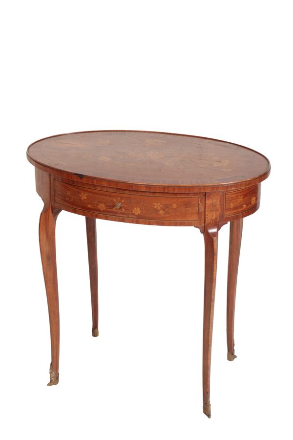 A LOUIS XV STYLE MAHOGANY AND MARQUETRY OCCASIONAL TABLE, IN 18TH CENTURY STYLE,