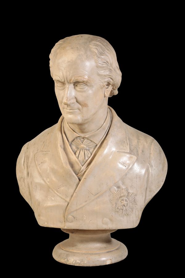 EMANUEL EDWARD GEFLOWSKI, (1834 - 1898), A PLASTER BUST OF A GENTLEMAN,