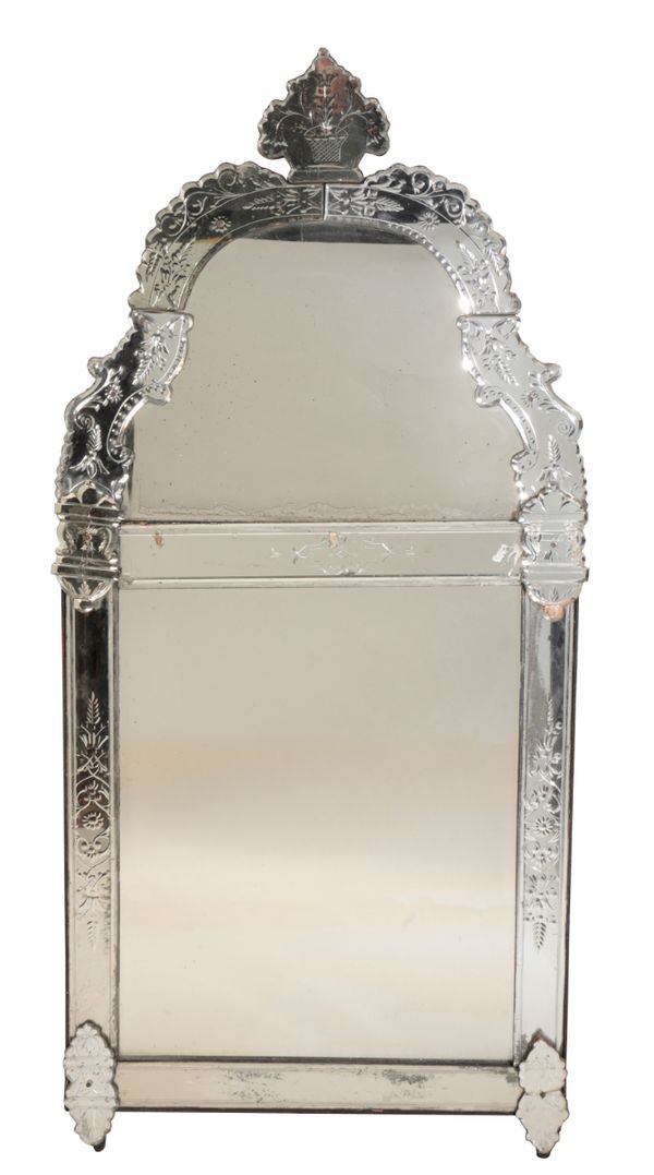 A VENETIAN ETCHED AND CUT GLASS PIER MIRROR,