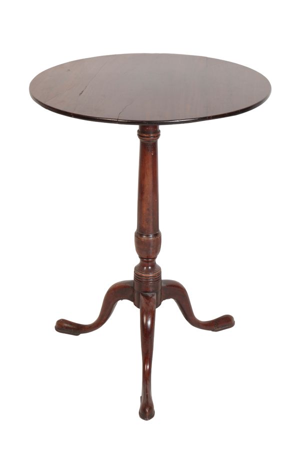 A GEORGE II MAHOGANY AND FRUITWOOD CIRCULAR OCCASIONAL TABLE,