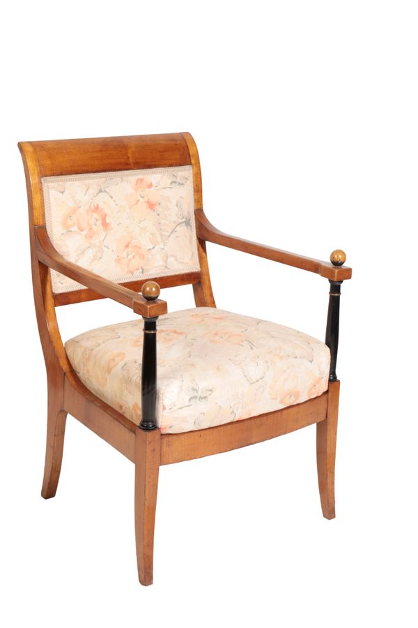 A BIEDERMEIER FRUITWOOD FAUTEUIL,