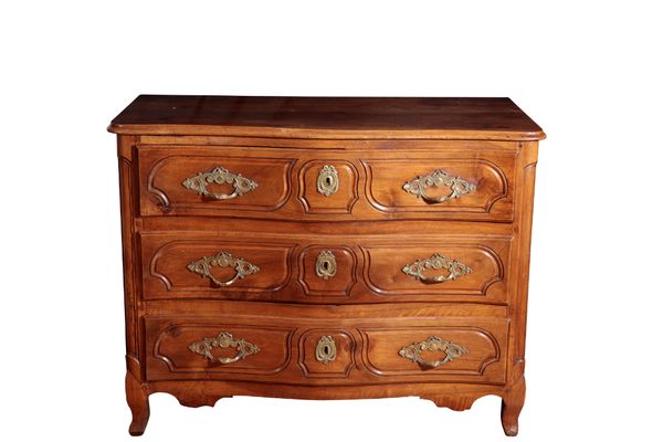 A LOUIS XV CHESTNUT COMMODE,