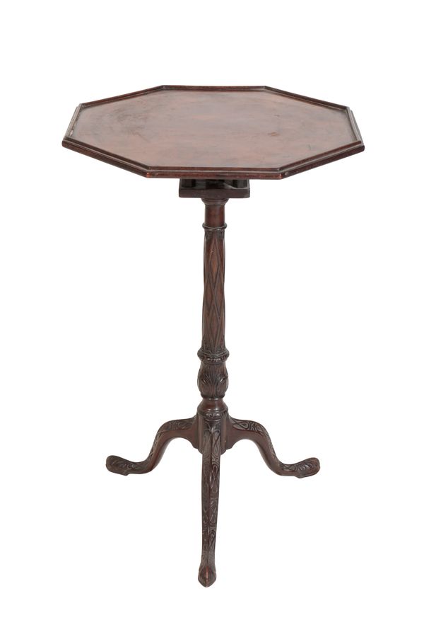 A GEORGE II MAHOGANY OCTAGONAL OCCASIONAL TABLE,