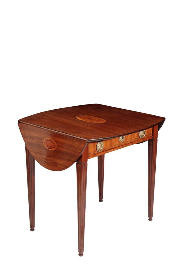 A DUTCH MAHOGANY AND MARQUETRY PEMBROKE TABLE,