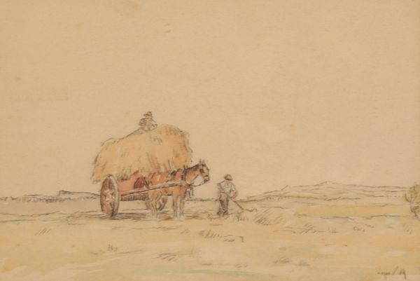 JOHN SMITH ATHERTON (1877-1943) A hay cart and figures working the field