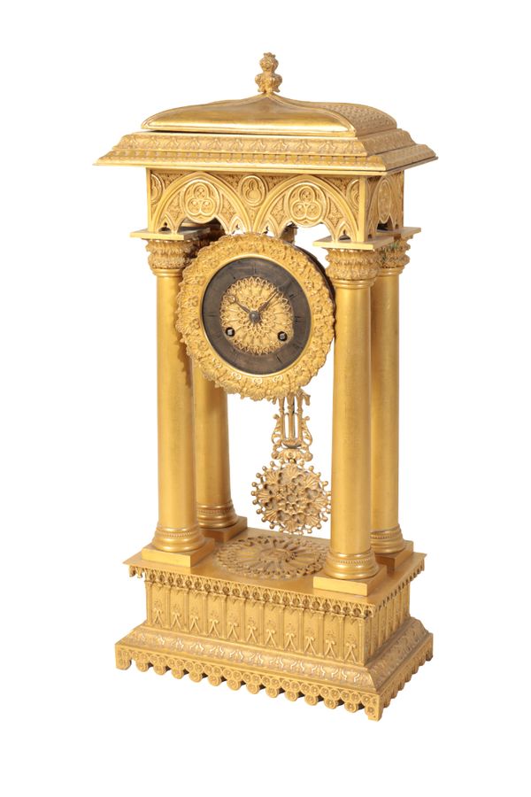 A RESTAURATION ORMOLU "PORTICO" CLOCK