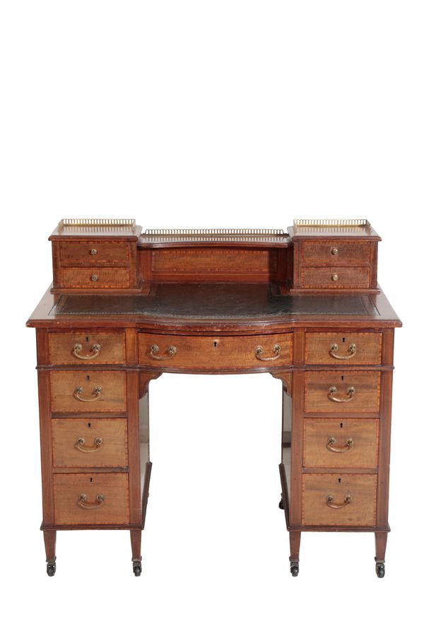 AN EDWARDIAN MAHOGANY AND CROSSBANDED BONHEURS DU JOURS,