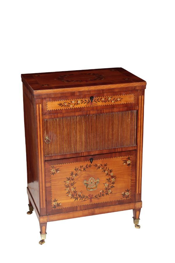 A DUTCH PAINTED HARDWOOD, PROBABLY CHERRYWOOD SIDE CABINET,