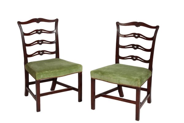 A PAIR OF GEORGE III LADDERBACK SIDE CHAIRS, IN CHIPPENDALE STYLE,