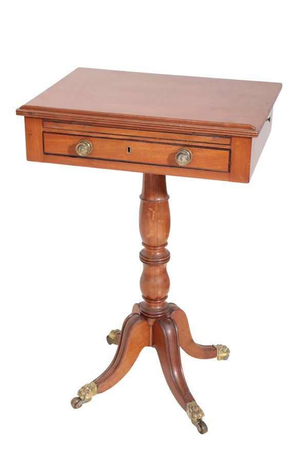 A LATE GEORGE III MAHOGANY READING TABLE,