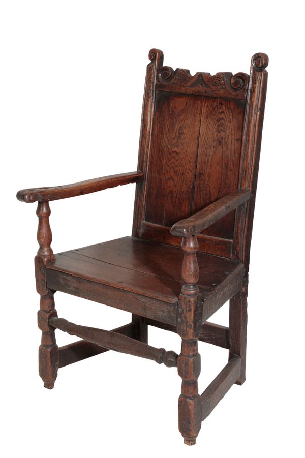 AN OAK WAINSCOT CHAIR,