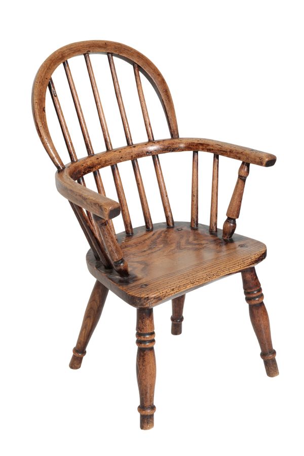 A GEORGE III ASH AND OAK CHILD'S WINDSOR CHAIR,