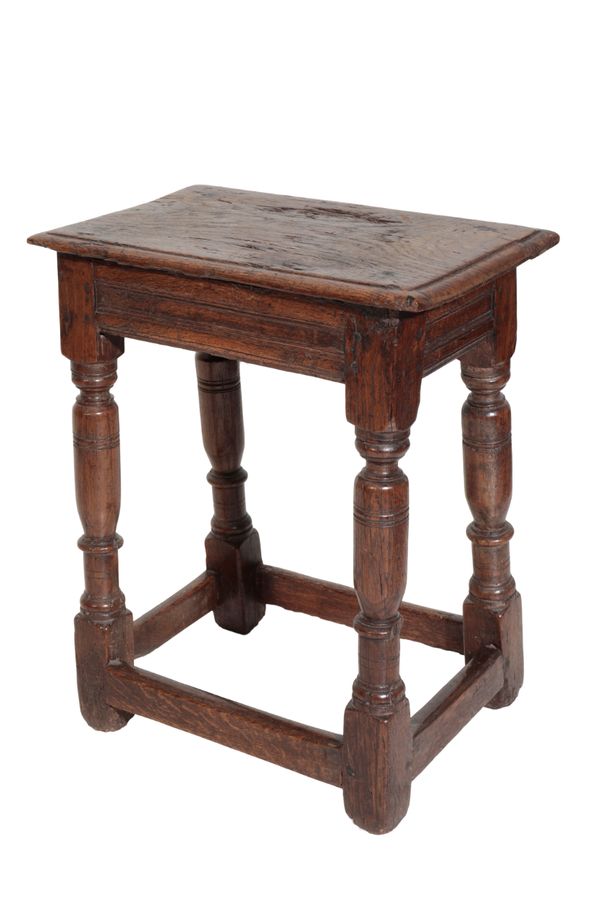 A CHARLES I OAK JOINT STOOL,