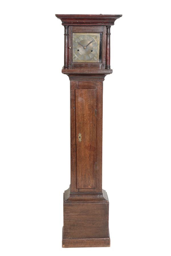 A SMALL 18TH CENTURY STYLE OAK LONGCASE CLOCK