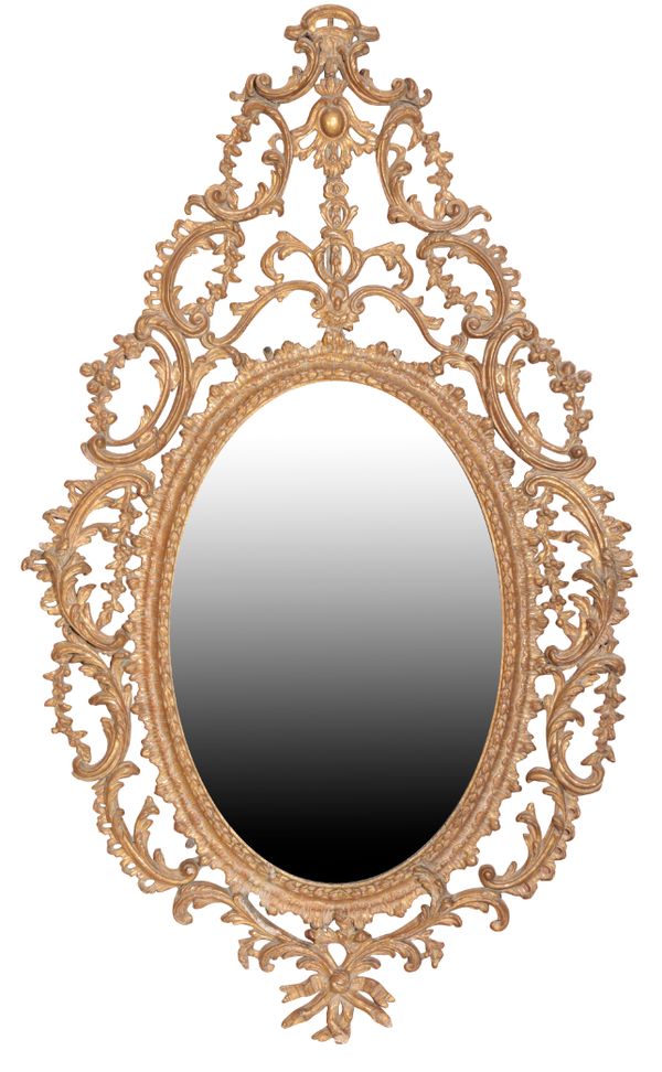 A GEORGE III CARTON-PIERRE FRAMED WALL MIRROR,