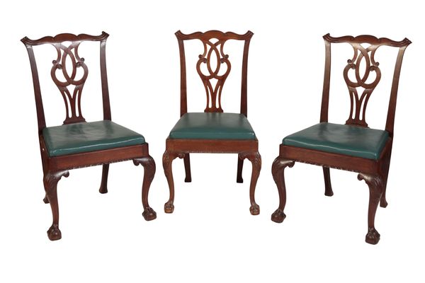 SEVEN MAHOGANY DINING CHAIRS IN GEORGE III STYLE,