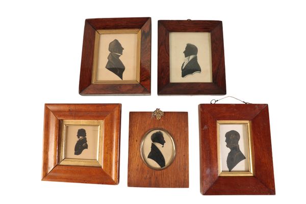 A GROUP OF FIVE SILHOUETTES OF GENTLEMEN