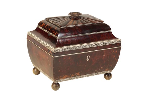 AN ANGLO INDIAN TORTOISESHELL AND PENWORKED IVORY VENEERED SANDALWOOD WORK BOX,