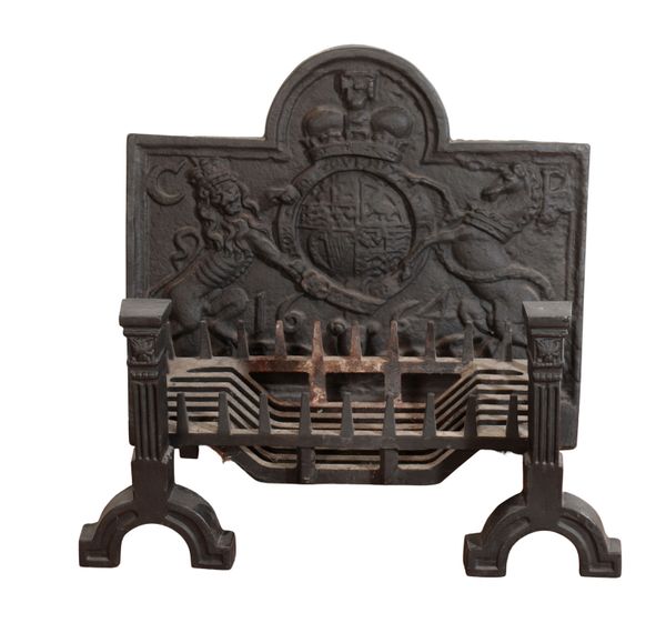 A VICTORIAN CAST IRON FIREBACK, IN 17TH CENTURY STYLE,