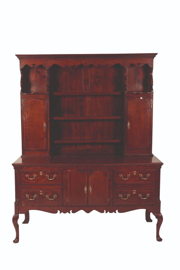 A GEORGE III OAK AND MAHOGANY CROSSBANDED DRESSER,