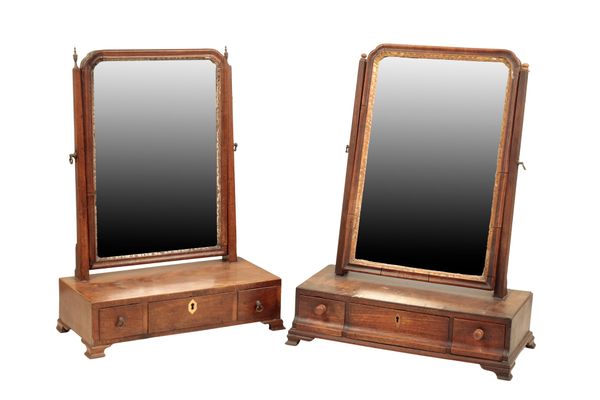 TWO LATE GEORGE I OR GEORGE II DRESSING TABLE MIRRORS,