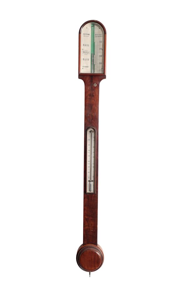 COLLECTED BY RICHARD GOLD 29/03/21 A SCOTTISH VICTORIAN MAHOGANY STICK BAROMETER