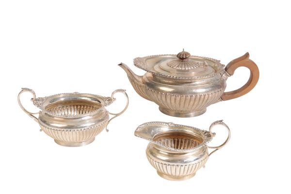 A LATE 19TH CENTURY SILVER THREE PIECE TEA SET,