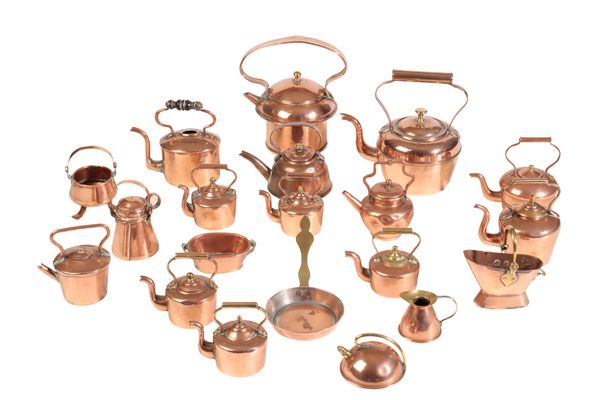 A COLLECTION OF MINIATURE DOMESTIC COPPERWARE,